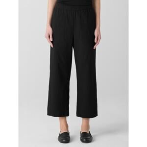 Eileen Fisher Organic Cotton Pucker Straight Pant Black Size Medium